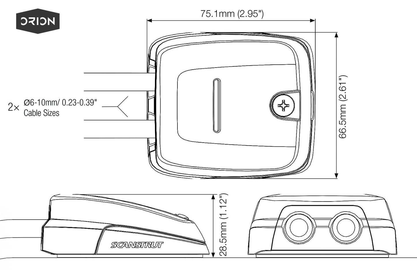 Scanstrut DS-HD10-BLK Double Cable Seal