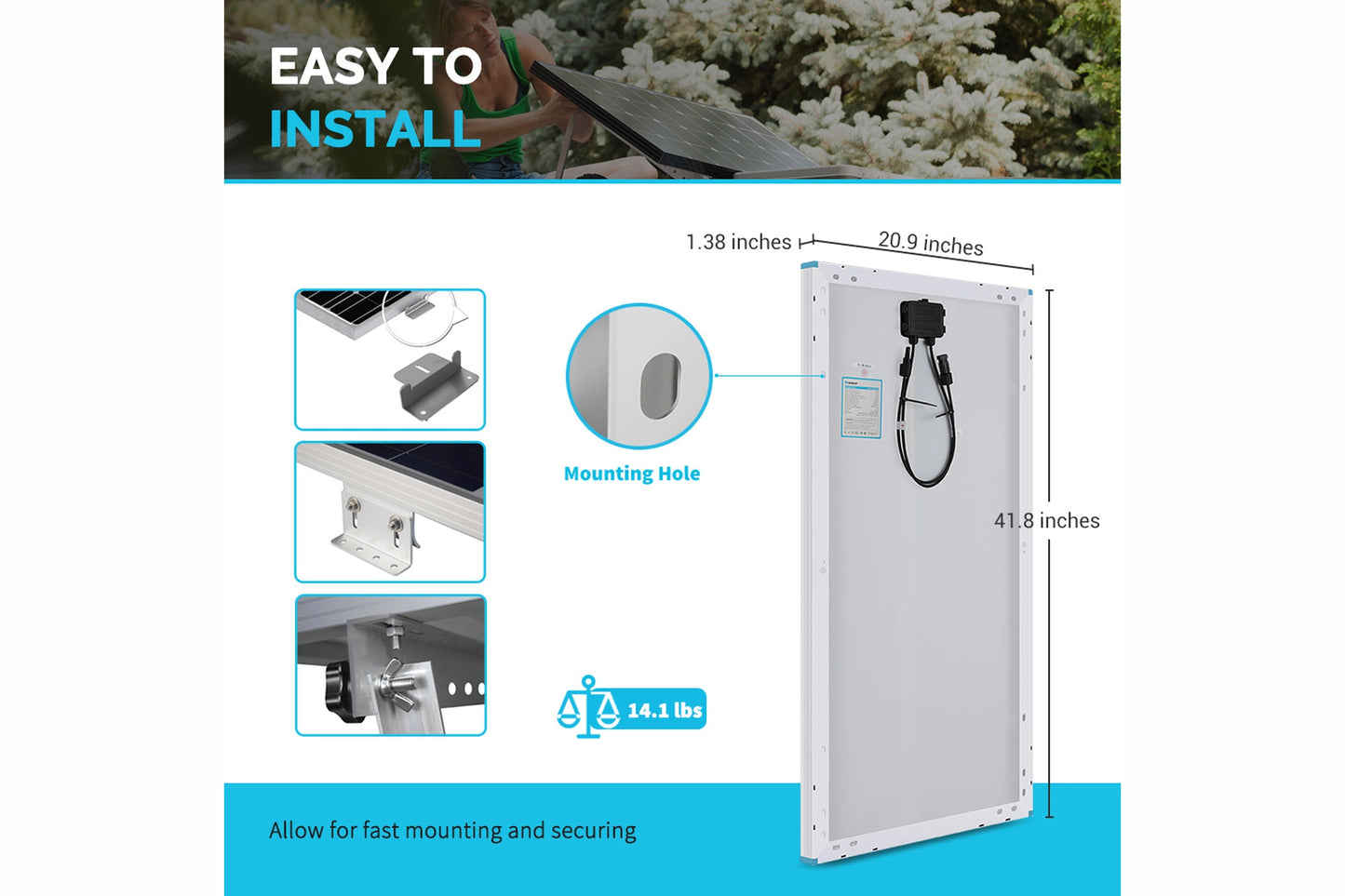 Renogy 100 Watt 12 Volt Monocrystalline Solar Panel (Compact Design)