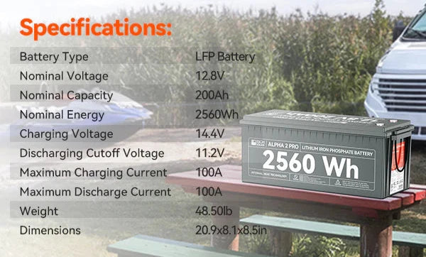 ALPHA 2 PRO 12V 200Ah LiFePO4 Battery for RVs, Vans, Off-Grid | 10-Year Warranty | 7,000+ Cycles | UL Certified