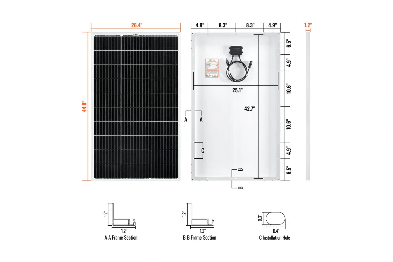 Rich MEGA 150 Watt 12v Solar Panel