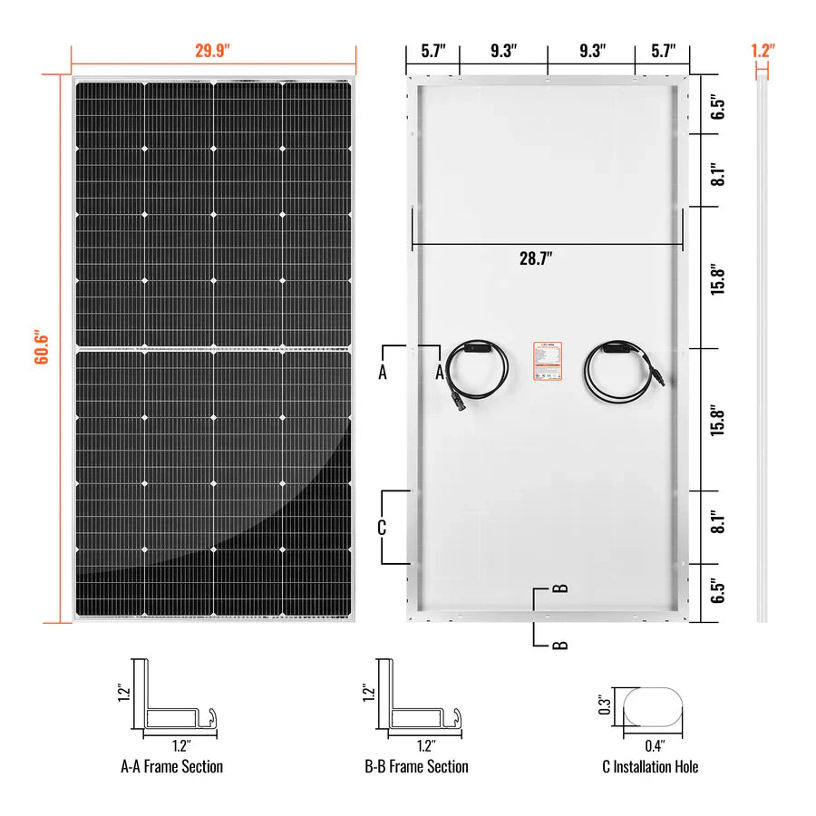 Rich MEGA PRO 250 Watt Monocrystalline Solar Panel | 24V