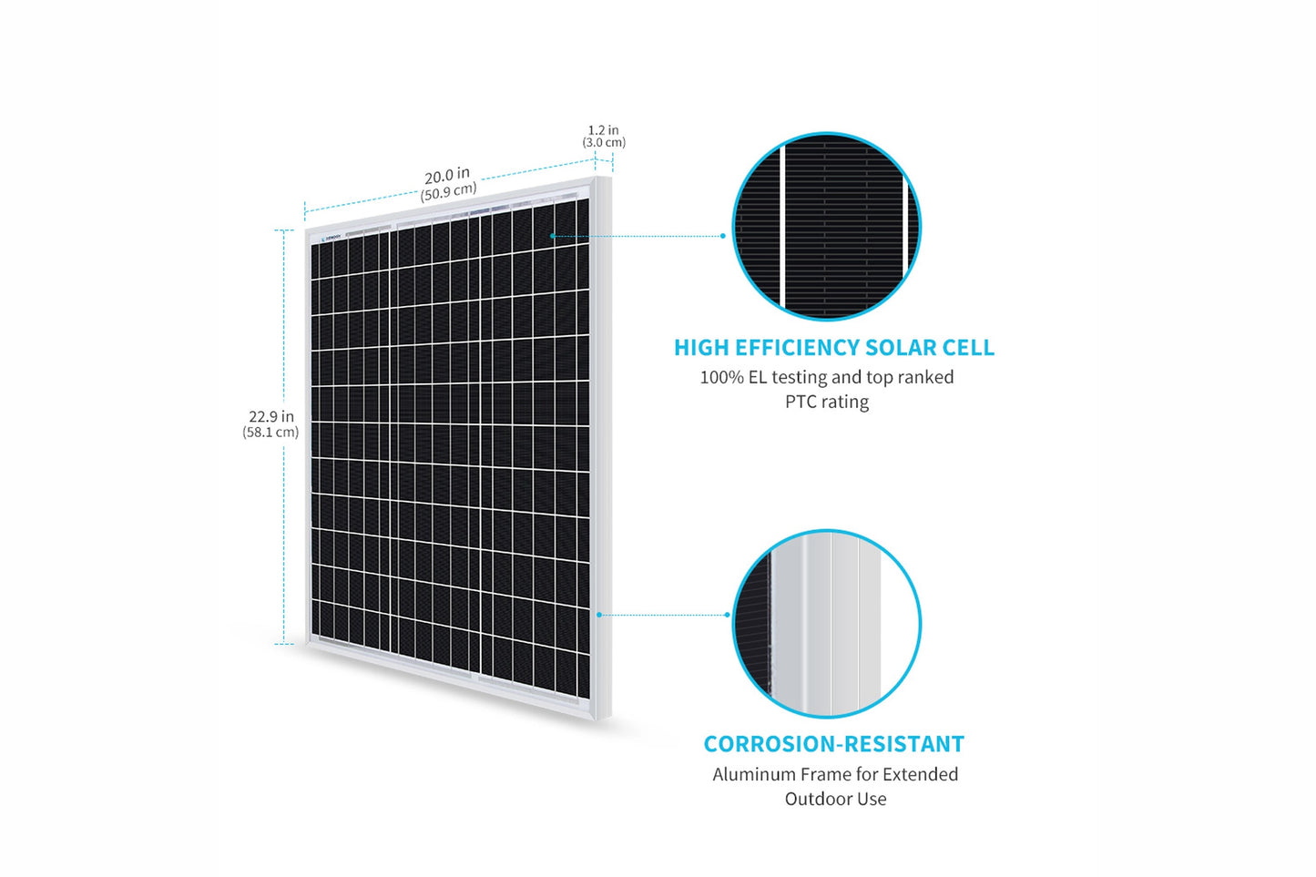 Renogy 50 Watt 12 Volt Monocrystalline Solar Panel