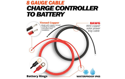 Cable Wire Connect Charge Controller to Battery | 10 Feet (Red & Black Set)